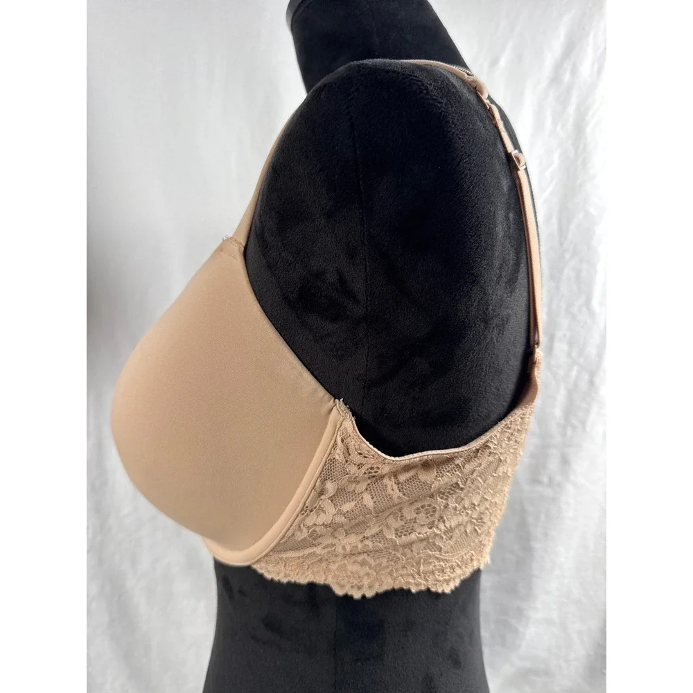 Women's Skims Underwire Unlined Bra 36DDD Tan Lace Trim RN 158973